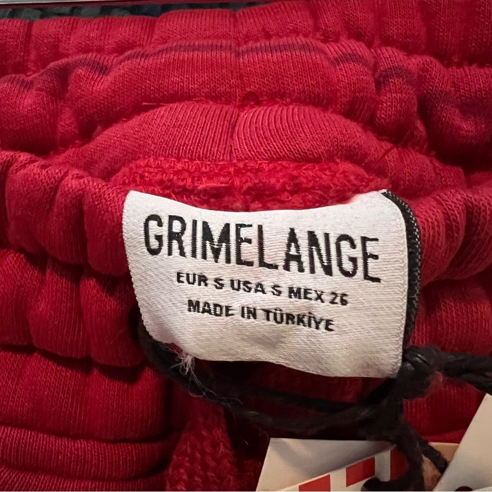Red Wide Leg Joggers Grimelange Turkish brand. 60% Cotton blend Size S. NWT. - Picture 12 of 14